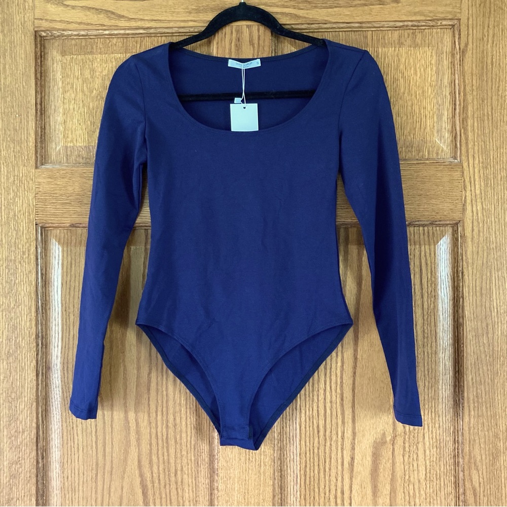 NWT Mangopop Dark Blue LS Bodysuit Small